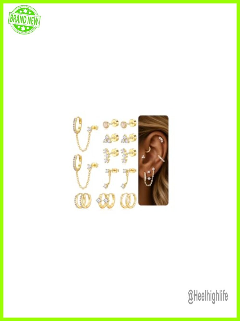 8 Pairs 14K Gold Plated Hypoallergenic Hoop Earrings for Women